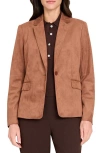 Tahari Asl One-button Faux Suede Jacket In Brown