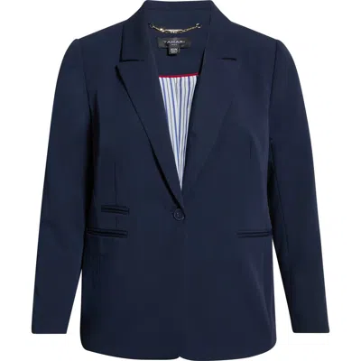 Tahari Asl One-button Blazer In Blue