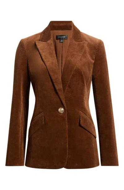 Tahari Asl One-button Corduroy Jacket In Brown