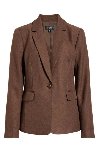 Tahari Asl One-button Peak Lapel Blazer In Brown