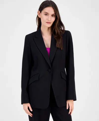 Tahari Asl Peak-lapel Button-front Jacket, Regular & Petite In Black