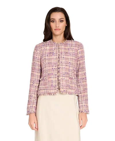 Tahari Asl Petite Boucle Collarless Jacket In Multi