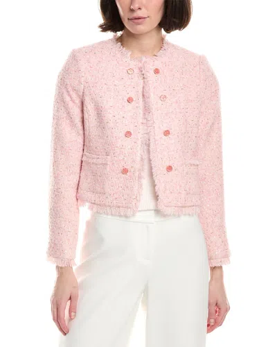 Tahari Asl Petite Casual Wool-blend Jacket In Pink