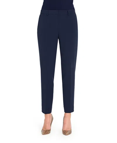 Tahari Asl Petite Classic Mid Rise Pants In Blue