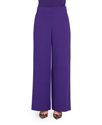 Tahari Asl Petite Clean-waist Wide-leg Pants In Purple