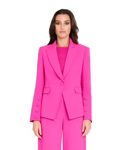 Tahari Asl Petite Cutaway-hem Blazer In Pink