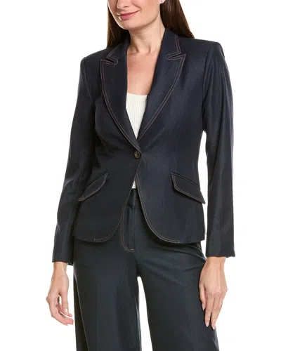 Tahari Asl Petite Denim Blazer In Blue