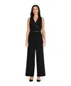 Tahari Asl Petite Halter Tuxedo Jumpsuit In Black