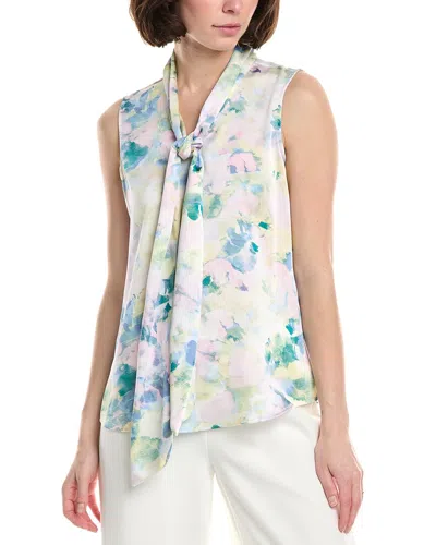 Tahari Asl Petite Hammer Satin Blouse In Pink