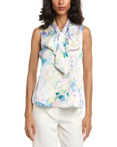 Tahari Asl Petite Hammer Satin Blouse In White