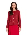 Tahari Asl Petite Long-sleeve Boucle Jacket In Multi