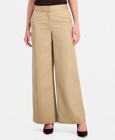 Tahari Asl Petite Mid-rise Wide Leg Full Length Pants In Multi
