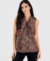 Tahari Asl Petite Paisley Print Sailor Tie Blouse In Multi
