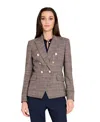Tahari Asl Petite Plaid Blazer Jacket In Brown
