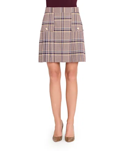 Tahari Asl Petite Plaid Pleated Skirt In Multi