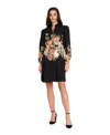 Tahari Asl Petite Printed Long Sleeve Dress In Multi