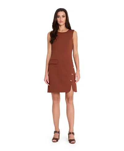 Tahari Asl Petite Sleeveless Dress In Brown