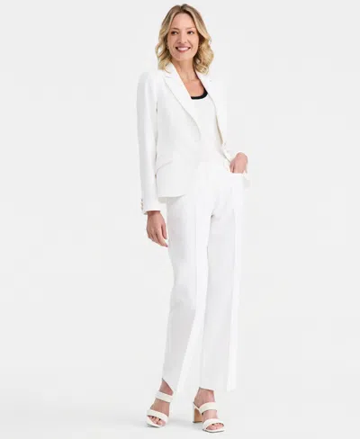 Tahari Asl Petite Stretch Mid Rise Flare Pants In White