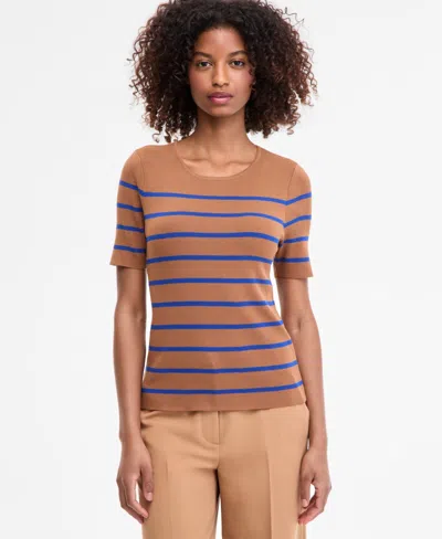 Tahari Asl Petite Striped Crewneck Sweater T-shirt