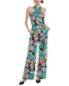Tahari Asl Print Twist Neck Tie Waist Sleeveless Jumpsuit