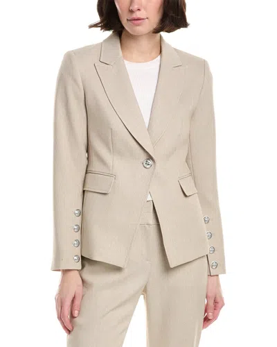 Tahari Asl Petite Twill Blazer In Brown