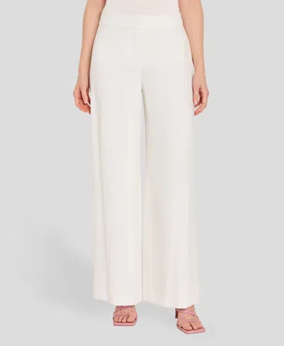 Tahari Asl Petite Wide-leg Mid-rise Pants In White