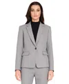Tahari Asl Petite Women's Herringbone Peak Lapel Blazer In Gray