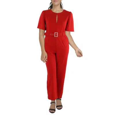 Tahari Asl Petites Womens Cut-out Polyester Jumpsuit In Red