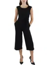 Tahari Asl Side Knot Crop Wide Leg Jumpsuit In Black