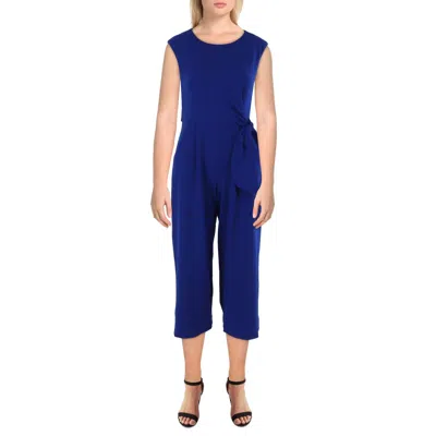 Tahari Asl Petites Womens Wide Leg Office Jumpsuit In Blue
