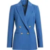 Tahari Asl Pinstripe Double Breasted Blazer In Indigo