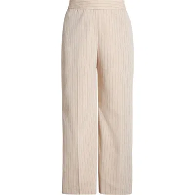 Tahari Asl Pinstripe Wide Leg Pants In Neutral
