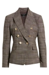Tahari Asl Plaid Double Breasted Blazer In Multi