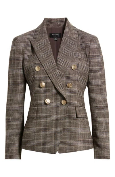 Tahari Asl Plaid Double Breasted Blazer In Multi