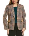 Tahari Asl Plaid Jacket In Brown