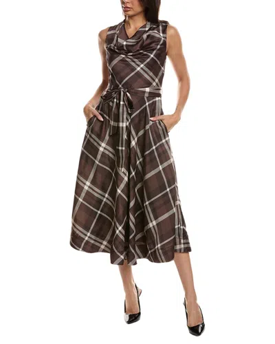 Tahari Asl Plaid Midi Dress In Animal Print