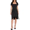 Tahari Asl Pleated Bodice Cocktail Dress In Black