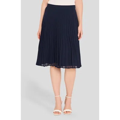 Tahari Asl Accordion Pleated Skirt In Blue