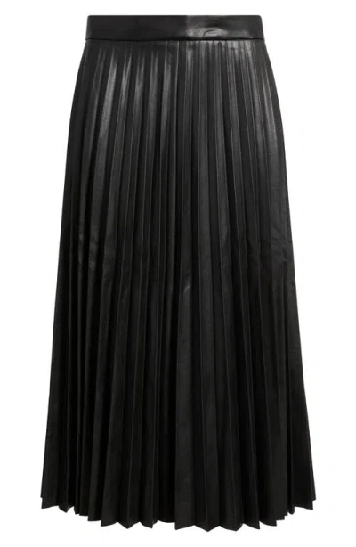 Tahari Asl Pleated Faux Leather Midi Skirt In Black