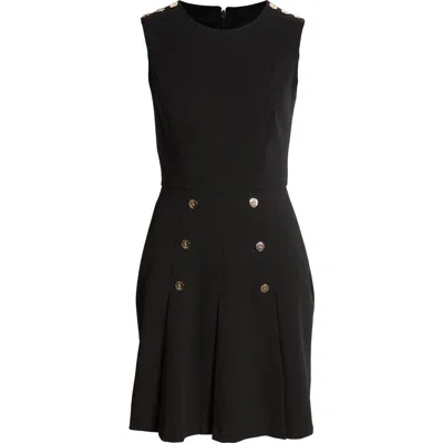 Tahari Asl Pleated Stretch Crepe A-line Dress In Black