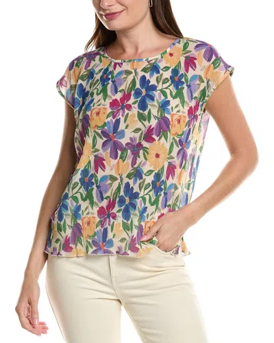 Tahari Asl Plisse Top In Multi