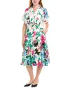 Tahari Asl Plus Belted Satin Shirtdress In Multi