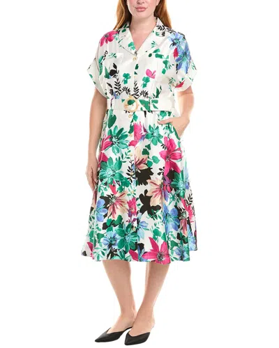 TAHARI ASL PLUS BELTED SATIN SHIRTDRESS