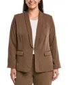 Tahari Asl Brushed Woven One-button Blazer In Brown