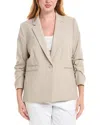 Tahari Asl Plus Size Notched Collar Ruched-sleeve Blazer In Sand