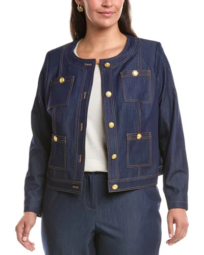 Tahari Asl Plus Cardigan In Blue