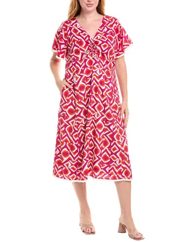 Tahari Asl Plus Cinched Bodice Midi Dress In Multi