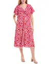 Tahari Asl Plus Cinched Bodice Midi Dress In Red