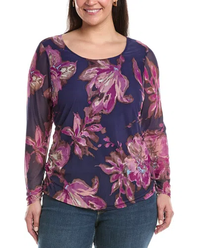 Tahari Asl Plus Mesh T-shirt In Blue