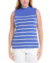 Tahari Asl Plus Size Striped Sleeveless Sweater In Blue